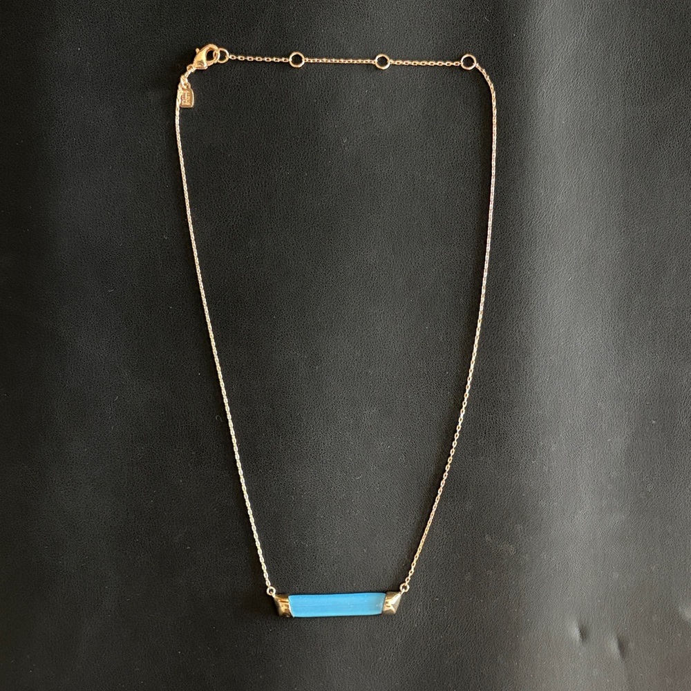 Alexis Bittar Blue and Gold Bar Necklace